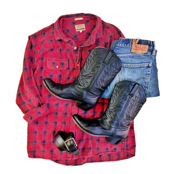 Vintage Durango Black Leather Cowboy Boots | Rugged Fall Wardrobe Staple | EUC - Picture 7 of 16